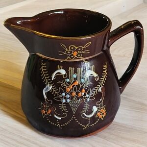 Vintage 1940s Japan Redware Moriage Small Coffee Tea Creamer Pitcher 5oz
